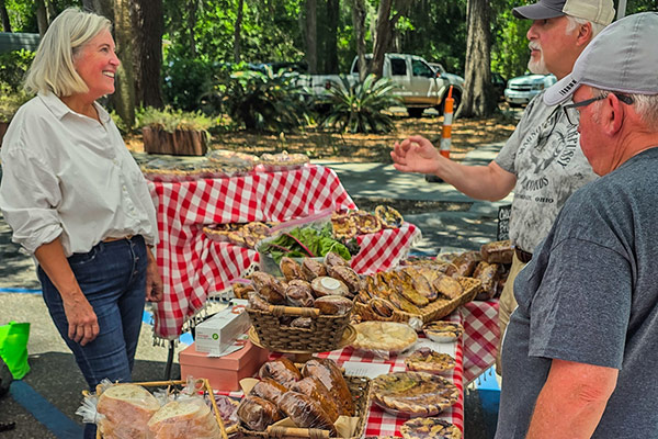 Farmers market with local produce and community food vendors