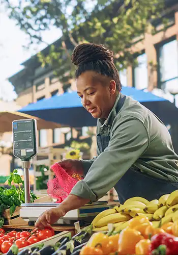 Farmers market with local produce